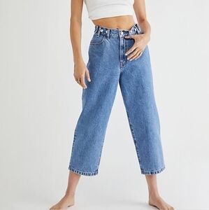Free People Edwin Maiia Cropped Wide-Leg Trouser Jeans Medium Adjustable Waist